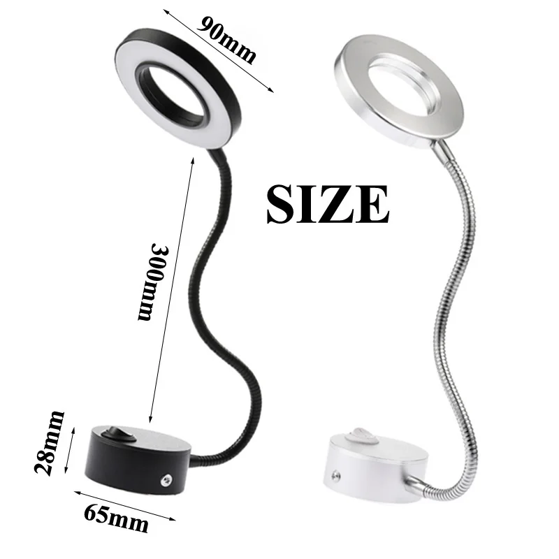 With plug Flexible Hose LED book lights 5W EU US cord plug Night Light Bedside Reading lamp Study Painting Wall mount book lamp 6