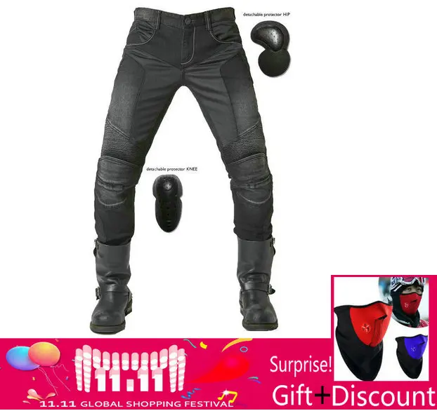 

UglyBROS JUKE UBP-01 Jeans Black Summer Mesh Breathable Men's Jeans Motorcycle Protective Pants Racing Pants Moto Pants