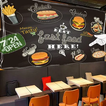

Pizza dessert shop chalkboard color doodle Backdrop Wall Wallpaper Custom 3d Wall Paper for walls Decorative Painting 3d Mua