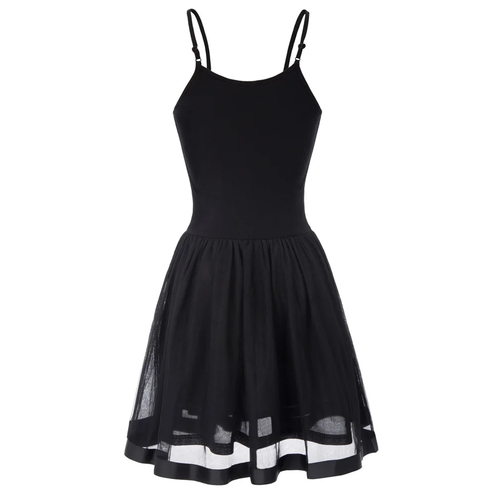 

1 X Womens Comfy Elastic Spaghetti Strap Cotton Tulle Netting Cami Dress Hot