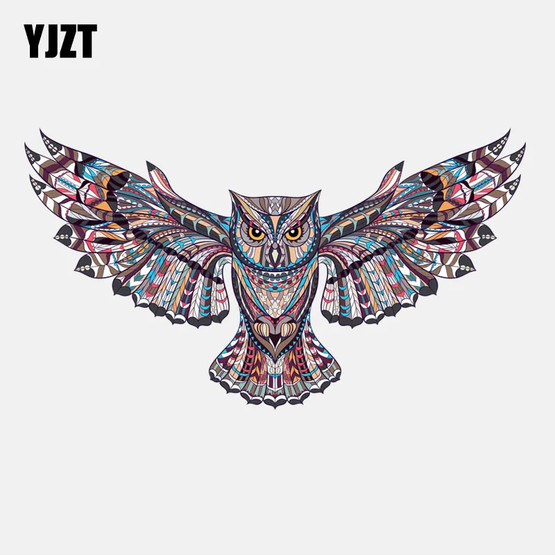 

YJZT 18.1CM*10.2CM Personalized Owl Tribal Totem PVC Car Sticker 11-01288