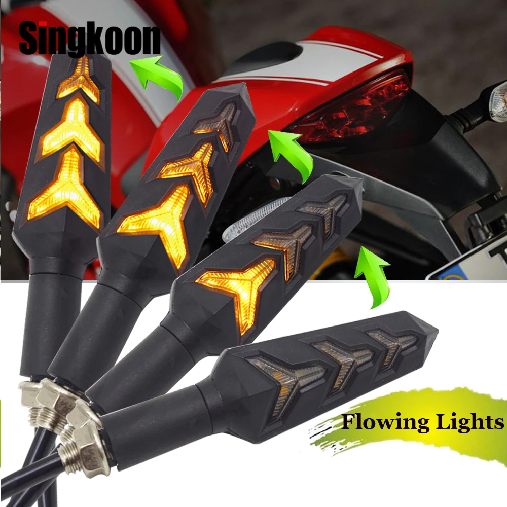 

Universal Flowing motorcycle turn signal lights LED Amber Indcator Lamp Blinker FOR kawasaki vulcan triumph tiger jawa dl650