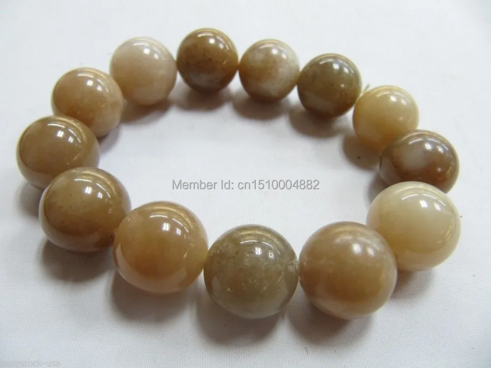 

shitou 00273 FINE CERTIFIED 100% Natural Hetian Jade (Nephrite) 16mm Bead Bracelet
