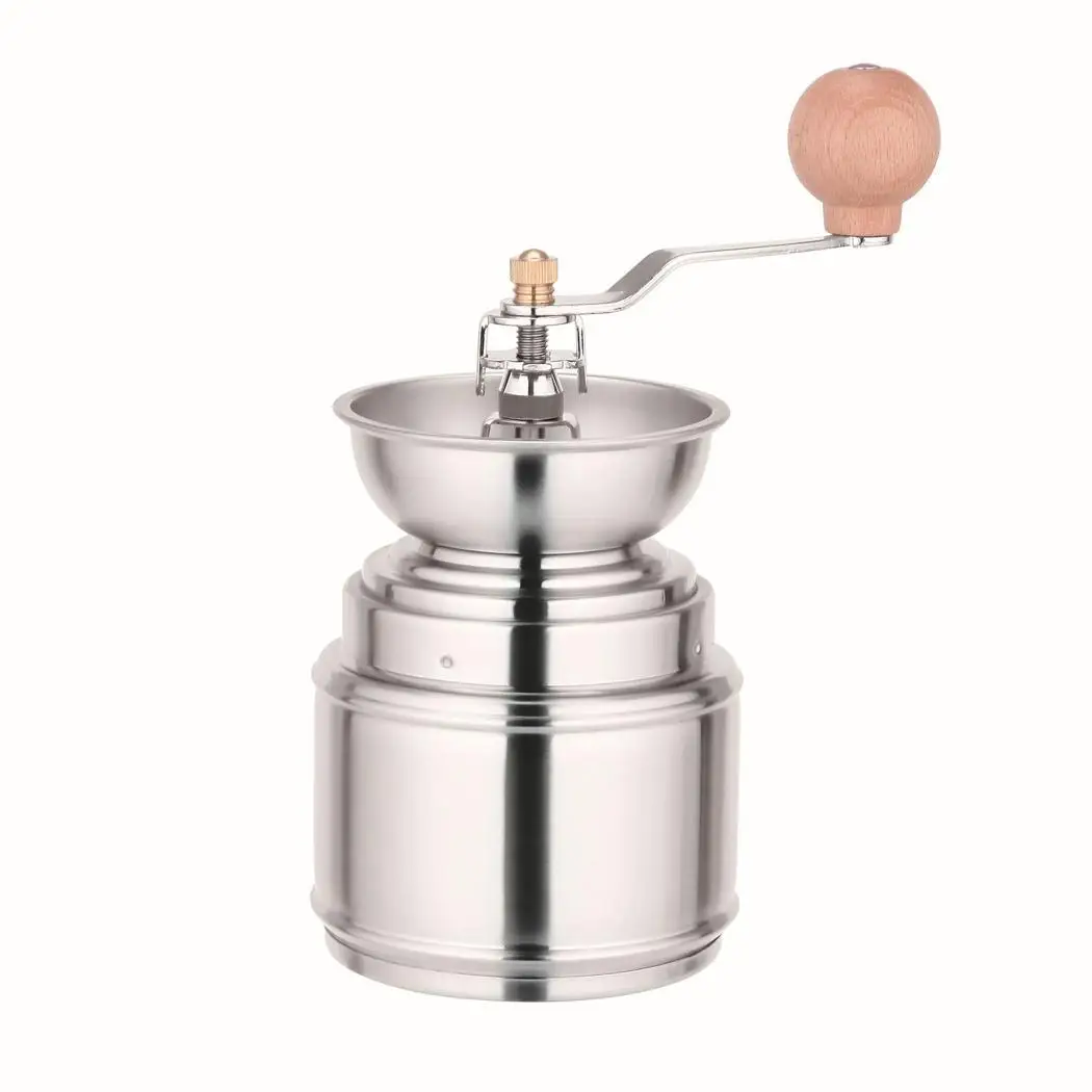 

Mini Manual Ceramic Coffee Grinder Stainless Steel Hand-crank Coffee Grinder with Storage Jar Adjustable Ceramic Burr Silver