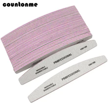 Lime à ongles professionnelle 100/180, 20 pièces/lot, bloc tampon, lime à ongles, pédicure, manucure, pointes, vernis Gel, courbe, outils de soins des ongles