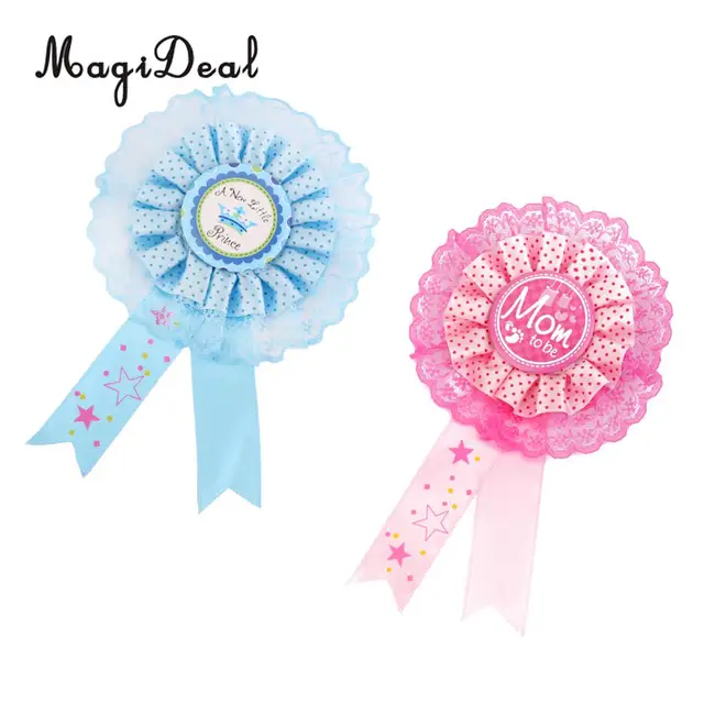 Pink Mom To Be Little Prince Baby Shower Award Ribbon Badge