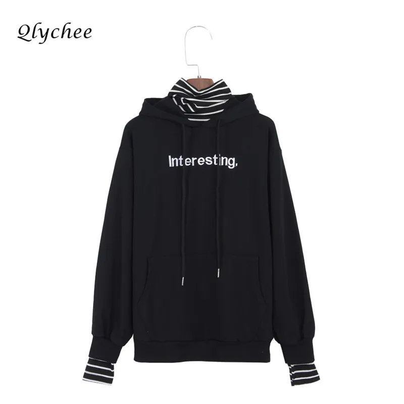 Women Fake Two piece Hoodies Hooded Sweatshirt Autumn