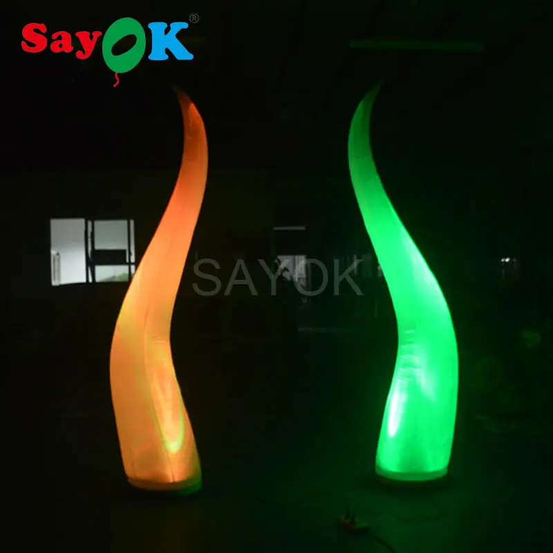 

hot sale colorful inflatable lighting tusk inflatable led pillars ivory for party decoration with free shipping