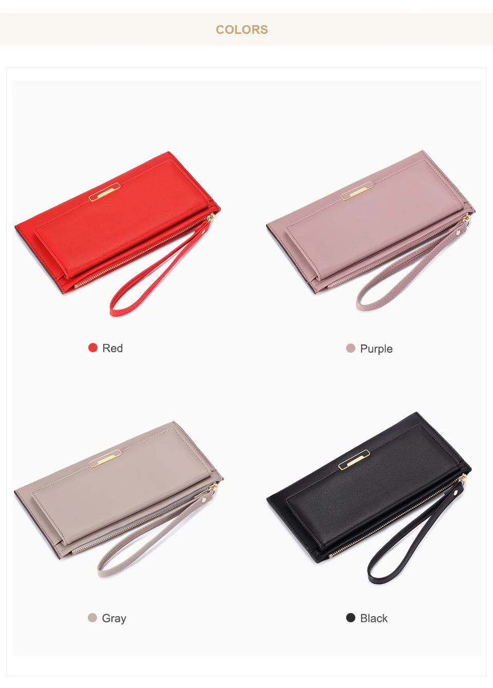 Jamarna Wallet Female PU Leather Long Clutch Women Wallet Female Women Wallets Red Zipper Phone Pocket Coin Purse Wristlet_05