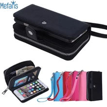 Mefans two-in-one split lychee pattern zipper flip wallet leather case for iphone 7 plus