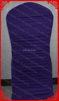 

NO.35 Dark Purple Ruffled Spandex Chair Cover/Lycra Chair Cover/Chair Sash With Band For Wedding Party Banquet Home Decoration
