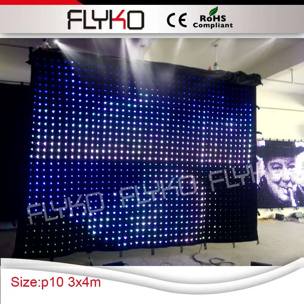 

multi color home-decoration decorative lights P10 curtain with led light display 2m high by 3m width