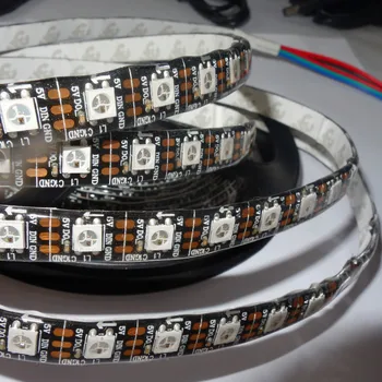 

4m DC5V addressable WS2812B led pixel strip,waterproof by silicon coating,74pcs WS2812B/M with 74pixels;BLACK PCB