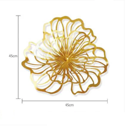 Современный изготовленный из кованого железа Золотой цветок Настенная роспись аксессуары отель клуб настенные подвески для самодеятельного творчества украшения дома гостиная 3D стикер на стену - Цвет: style2-45CM