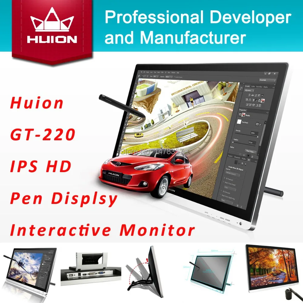 New Huion GT-220 21.5" Digital Tablet Monitors Interactive Pen Display Drawing Touch Screen Panels IPS LCD With Gift | Компьютеры и