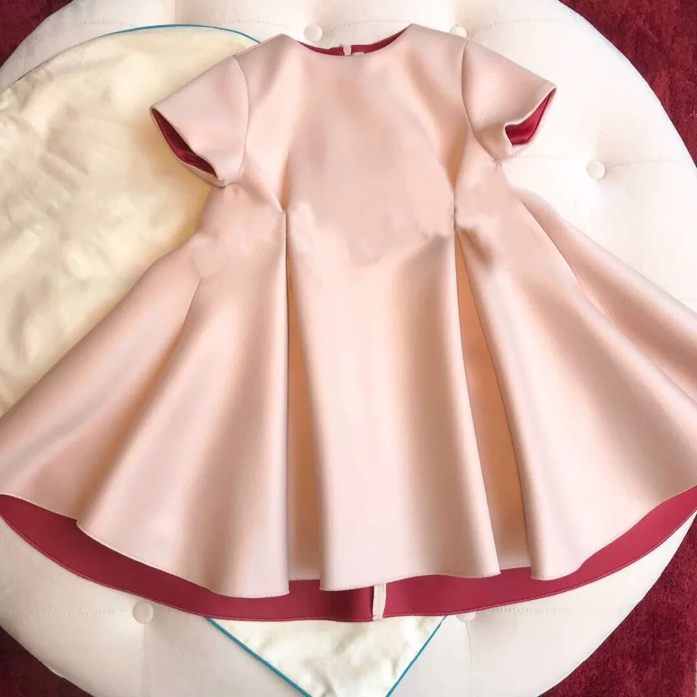 

Girls Pink Solid Dress For Girls Formal Cusual Dresses Party Dress costume for Children Girls Clothing in end of Jan