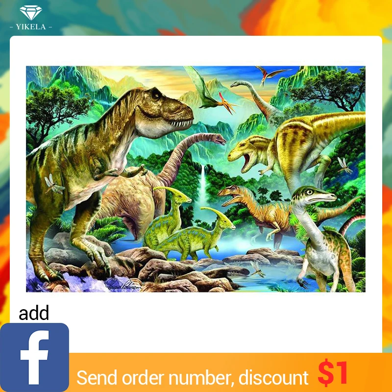

Full Square DIY 5D Diamond Painting Dinosaur Picture Of Rhinestone Mosaic Diamond Embroidery Home Decor Gifts Wall Stickers