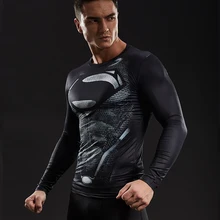 Супермен облегающий рубашки для мужчин футболки с 3D-принтом с длинными рукавами комиксы косплей костюм Фитнес Мужская одежда для торса Черная пятница