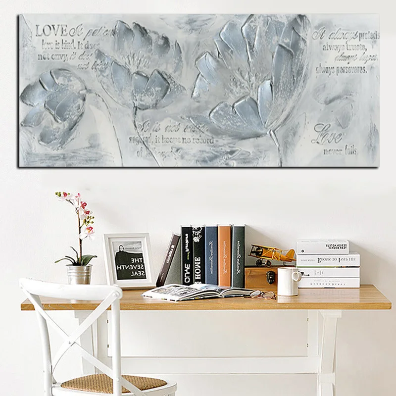 Print Abstract Knife Poppy Flower Qoutes Landscape Oil Painting on Canvas Art Poster Modern Wall Picture For Living Room Decor (2)