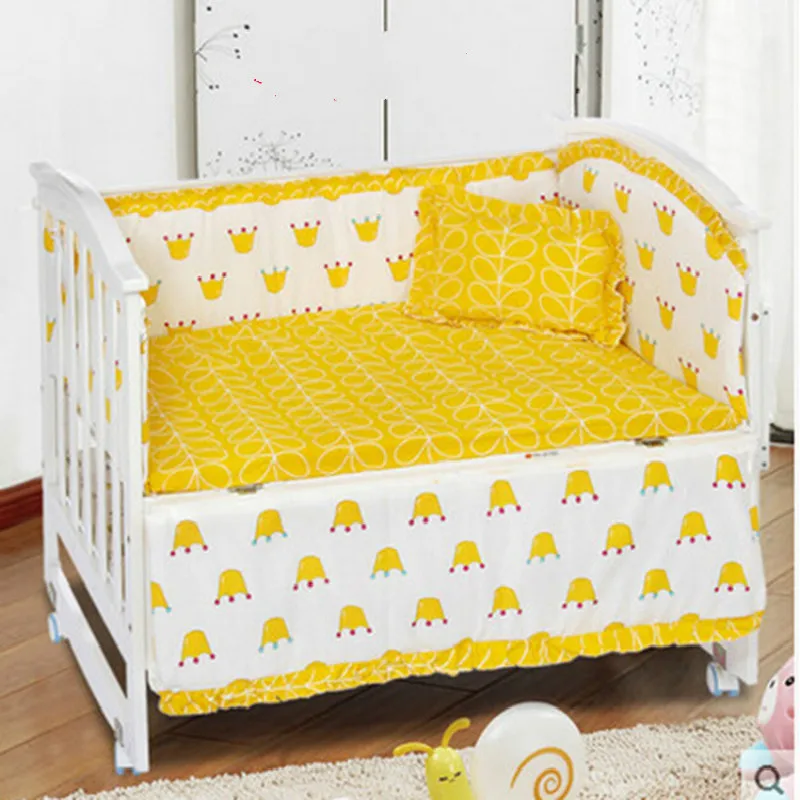 

5PCS/SET Baby bedding sets 100% cotton baby bedclothes Cartoon crib bedding set include pillow bumpers mattress 110*65cm