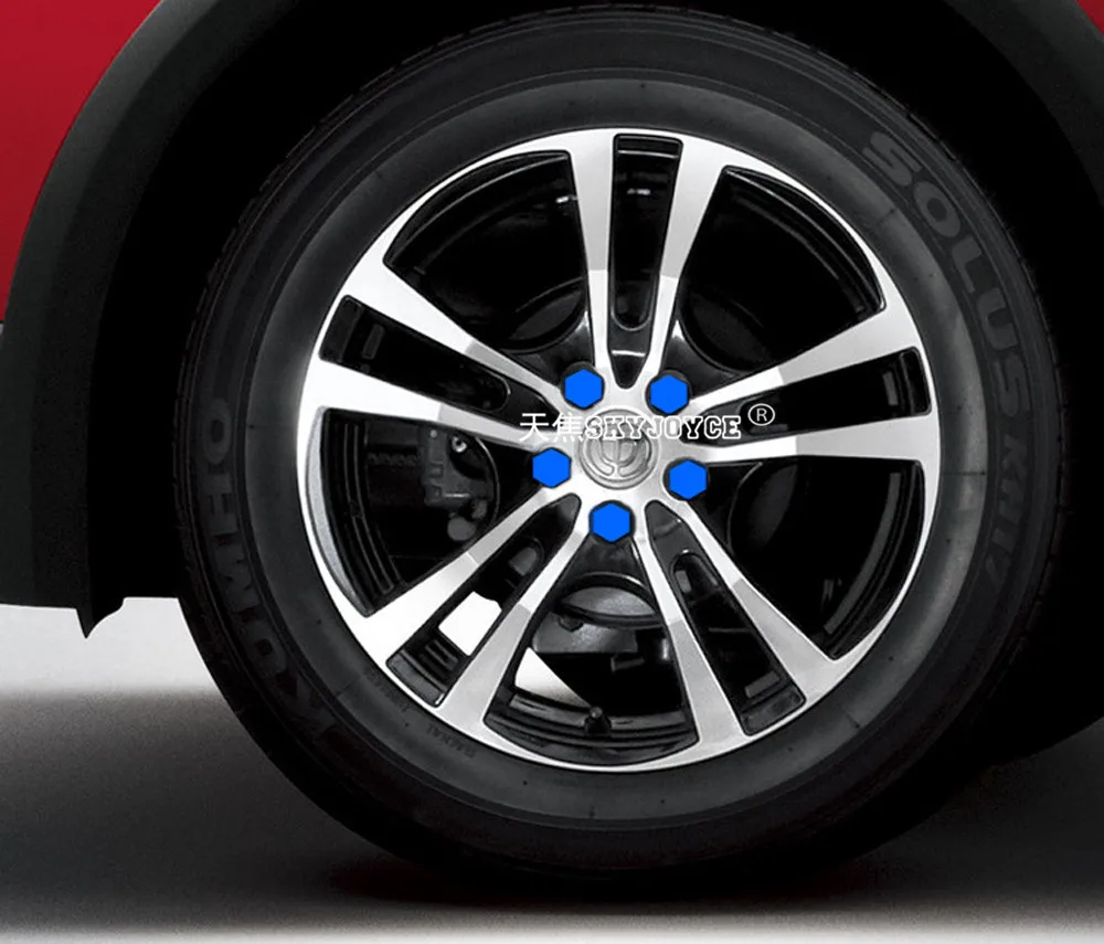 20pcs 171921mm auto Car Wheel Hub Screw Cover Silicone Nut Cap Bolt Rims Red Blue 3D Emblem Hexagonal Sticker socket wheel hub (21)
