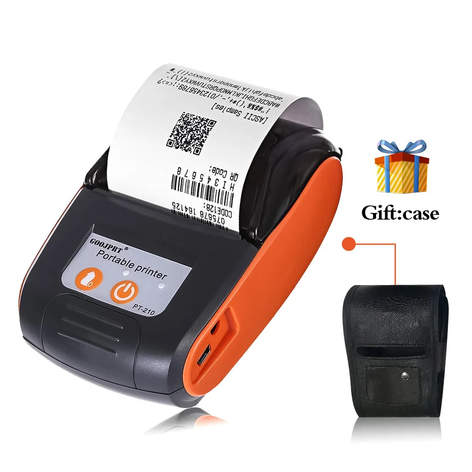 POS банкнот Bluetooth принтер 58 мм для телефона android мини беспроводной карманный мобильный принтер Портативный Термальный чековый принтер 2 дюйма - Цвет: Orange and Case