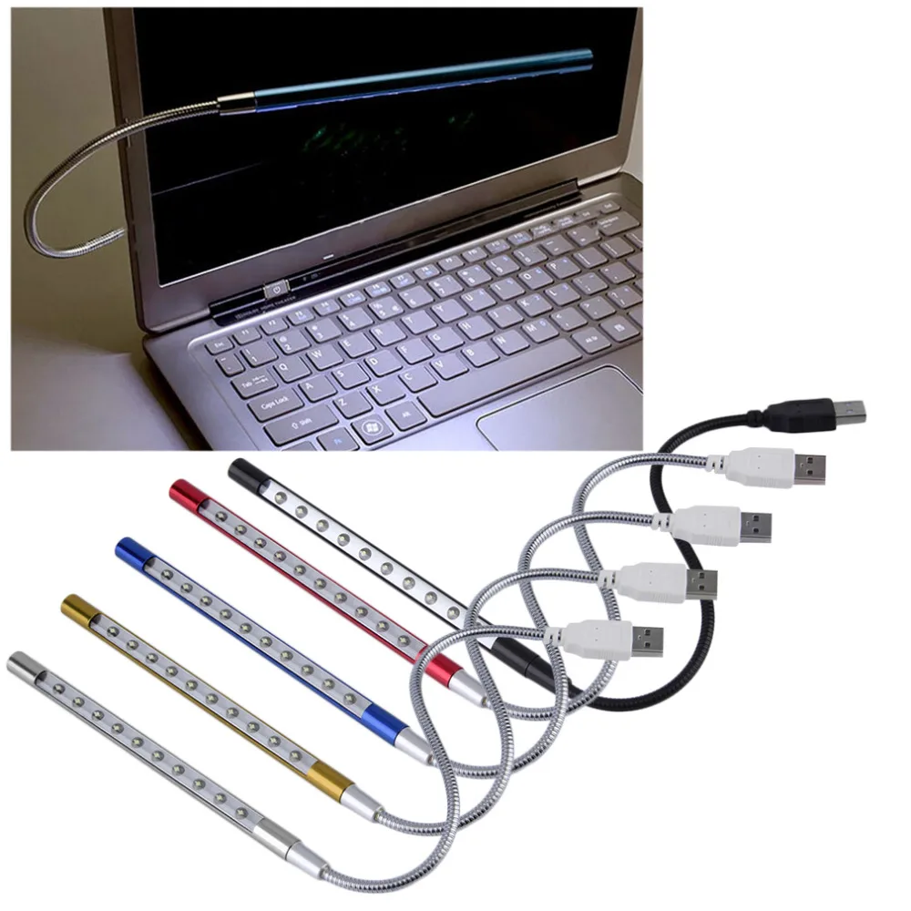 UK Portable Flexible USB 10 LED Lights for PC Laptop Computer Keyboard Reading 