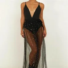 Женская одежда для плавания черная перспективная бикини накидка пляжная длинная юбка саронг Парео Макси платье Пляжная одежда для плавания