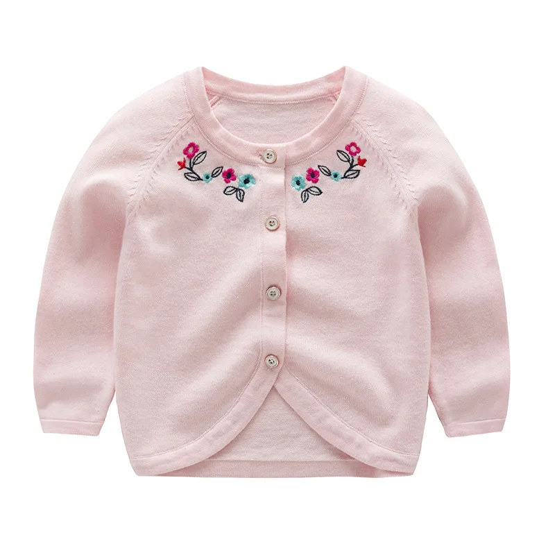 New 2018 Girls Cardigan Baby Girls Embroidered Cardigan Knitted Sweater Kids Spring Autumn