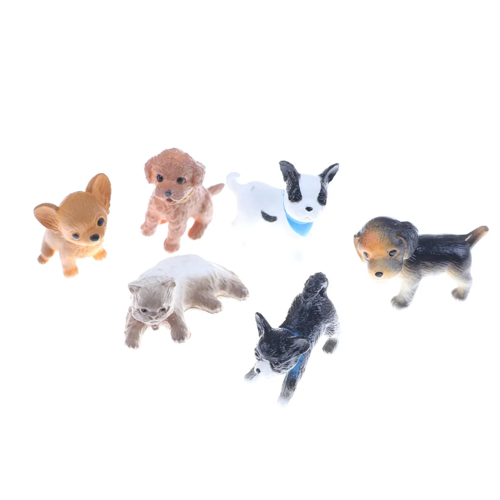 

6pcs/set 1:12 Scale Simulation Cat And Dog Dollhouse Miniature Model Doll House Decoration Gift Dolls Accessories