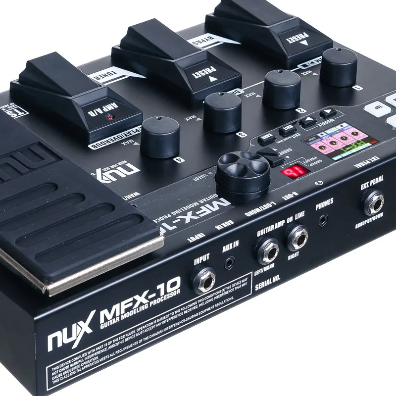 NUX MFX-10 Multi-Effects Processor Guitar Pedal, 55 Effect types, AUX-in, LCD Display