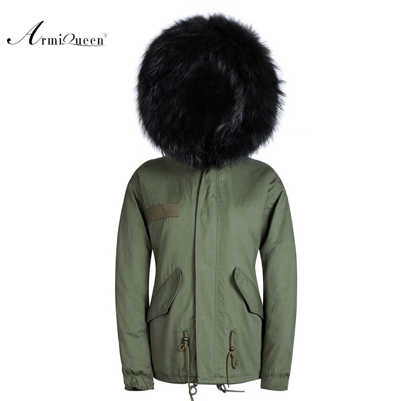 Mens fur Parkas in men's parka new arrival Army green Parkas black furs with hooded coat