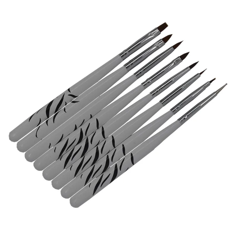 

8Pcs/Pack Professional UV Gel Pen Brush Nail Art Acrylic 8 Size Flat Brush Pen Dotting Draw Paint Tool Set + Free Shipping
