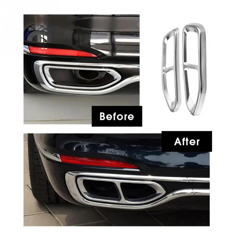 

2Pc Stainless Steel Tail Exhaust Pipe Output Cover Trim Decoraton for BMW 7 Series G11 G12 2016 2017 2018 Car Stickers