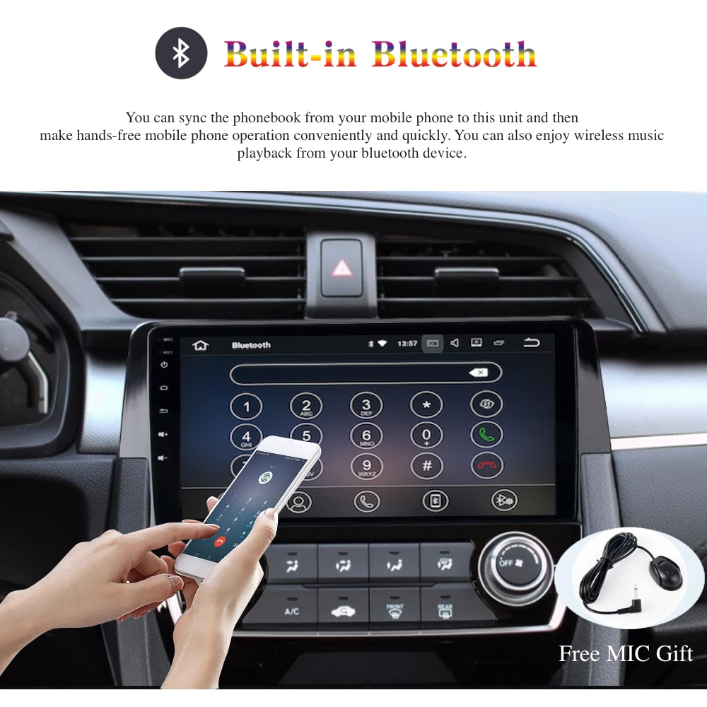 Discount Android 9.0 Car Radio 2 Din GPS Navi for Honda CIVIC 10 2015 2016 2017 2018 PX6 DSP 2.5D IPS Screen 4Gb+64Gb HDMI RDS WIFI BT 13