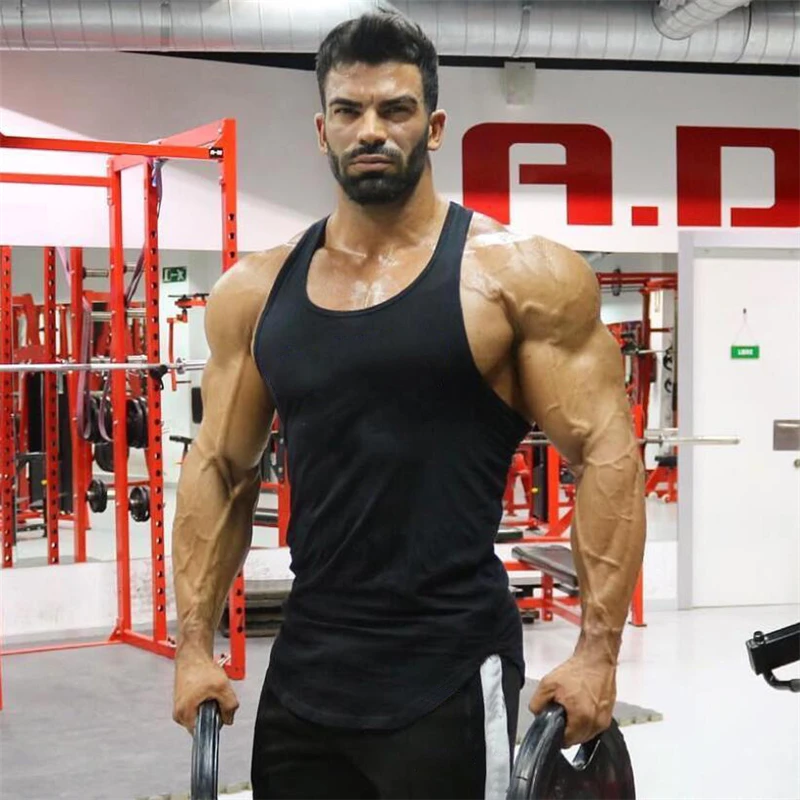 Майка Muscleguys Мужская Спортивная однотонная майка для фитнеса и бодибилдинга без