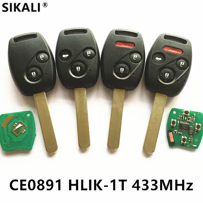 Дистанционный Автомобильный ключ для CE0891 HLIK-1T 433 МГц для Honda Accord Element CR-V HR-V Fit City Jazz Odyssey Civic Авто контроль сигнализации Fob