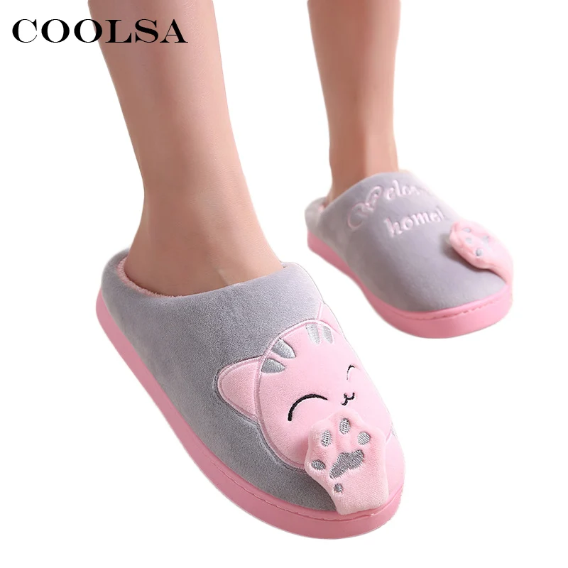 Тапочки Coolsa женские домашние с мультяшным рисунком плюшевые Нескользящие теплые