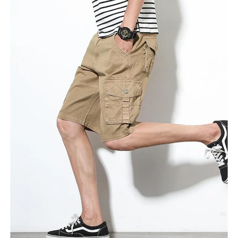 Новые летние короткие брюки мужские 1/2 длина карго комбинезон повседневные Большие размеры мужские пляжные шорты брюки
