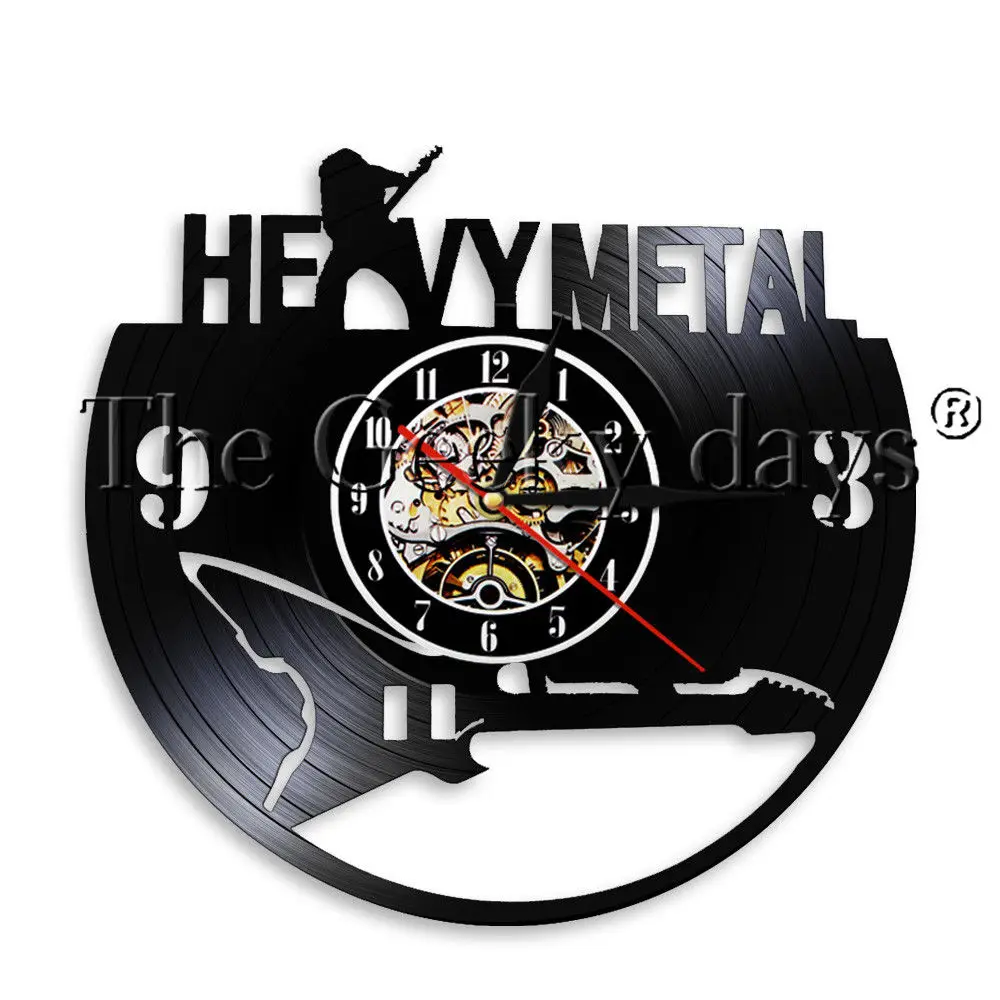 Винтаж Heavy Metal музыка виниловых пластинок настенные часы с светодиодный задний