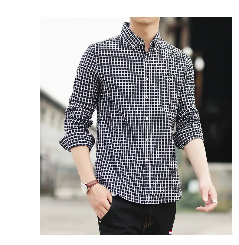 5XL Plaid shirts men clothing Autumn Spring Cotton long sleeve Top quality male shirts dress Brand Muls Plus size 2017 New DJ359-8