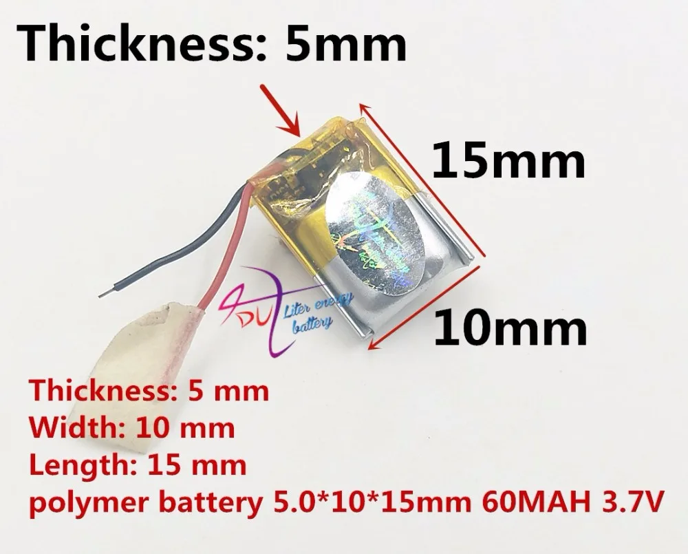 Маленькая аккумуляторная батарея 3,7 v 60mah батарея 501015 батарея для мыши