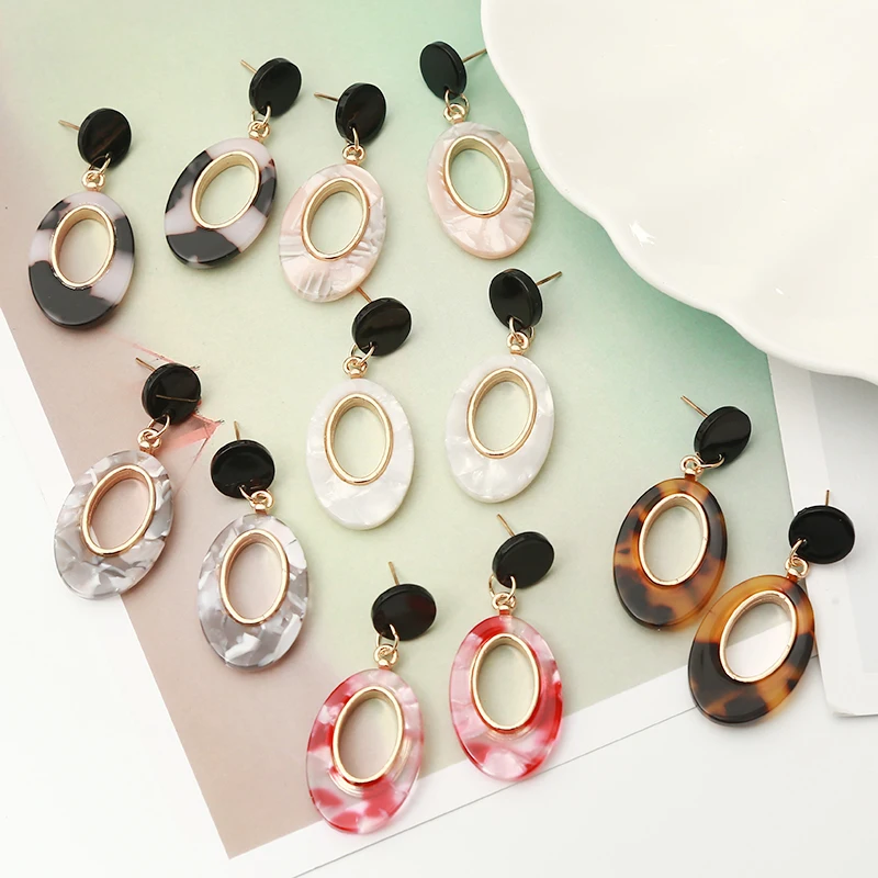 

ZOSHI New Colorful Oval Resin ZA Fashion Women Statement Earrings Leopard Large Dangle Drop Earrings Party Jewelry Wholesale