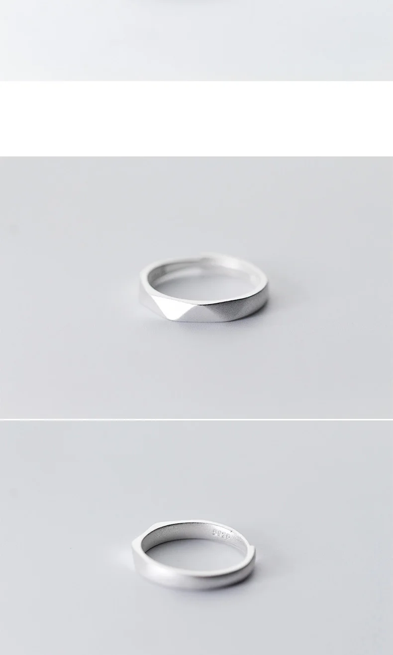 925 пробы серебряные парные кольца для мужчин и женщин регулируемые матовые обручальные кольца на указательный палец черные студенческие аксессуары хипстерские