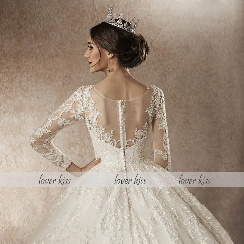 Lover Kiss vestidos novias boda Свадебные платья с длинными рукавами, украшенные бисером, модель принцессы, дизайнерские свадебные платья Abiti Da Sposa