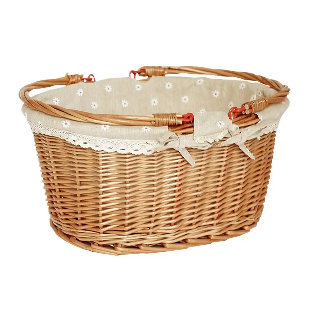 

Rural Style Willow Rattan Woven Hand Basket Portable Storage Basket Fruit Flower Basket Gift Packing Basket For Home Picnic