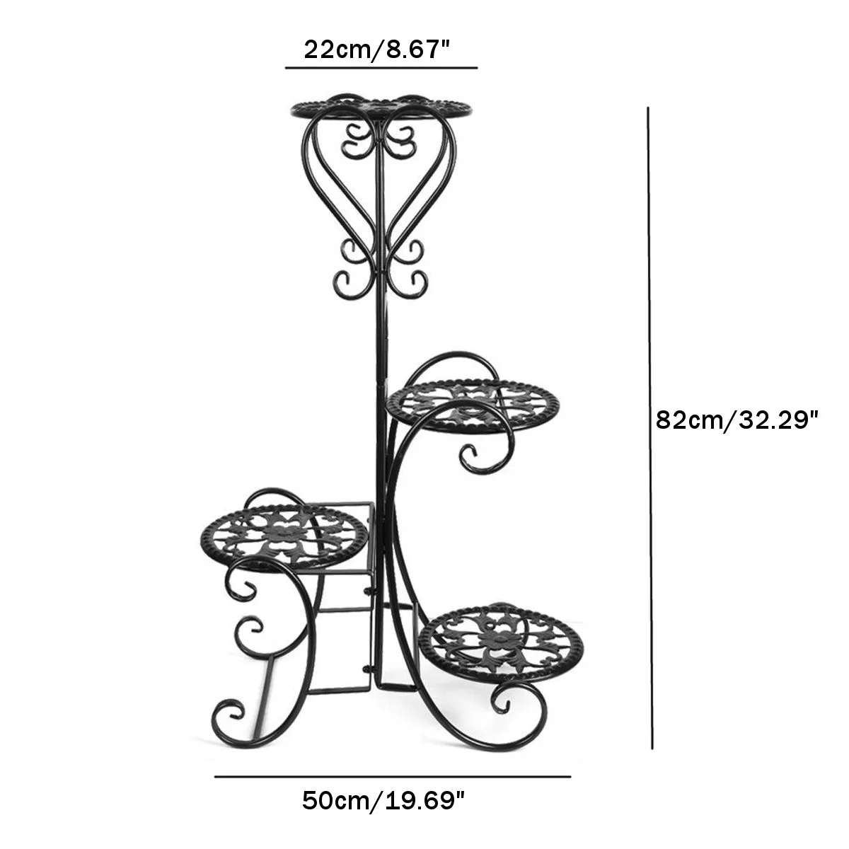 4 Tier Metal Shelves Flower Pot Plant Stand Flower Plant Display Stand Rack Indoor Outdoor Garden Patio Base Holder Shelf New