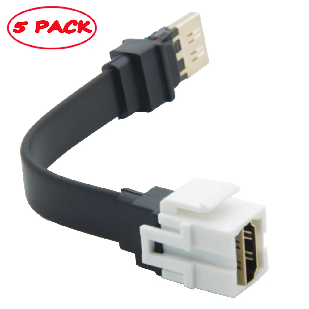 Keystone разъем HDMI с плоским кабелем длиной 15 см - Цвет: 5PACK