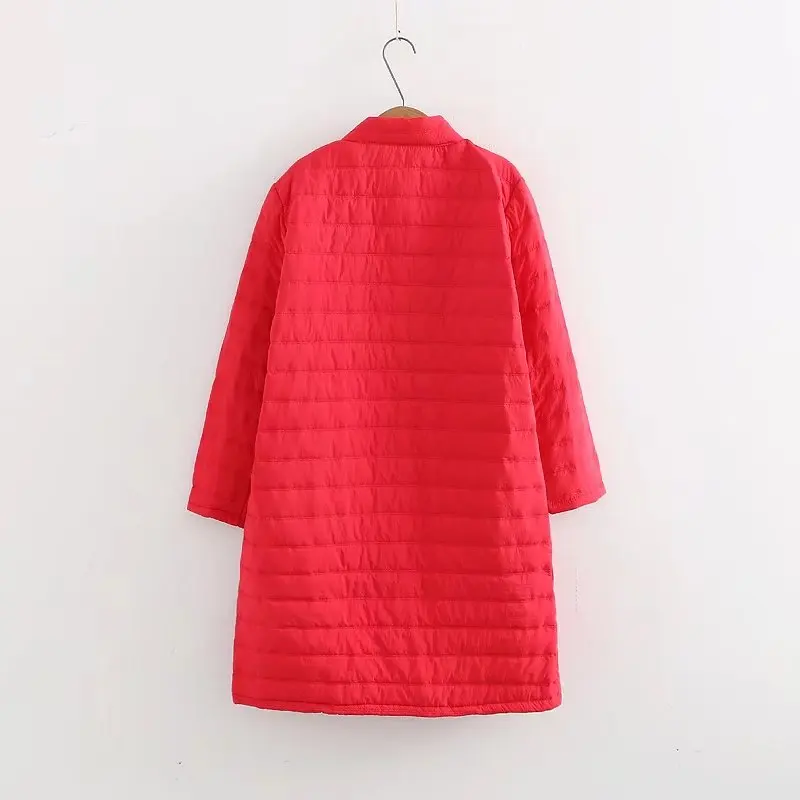 Plus Size Thin Red Wadded Autumn Winter Jackets Women Cotton Long Padded Coat Outwear Warm Chaquetas Parka Feminina