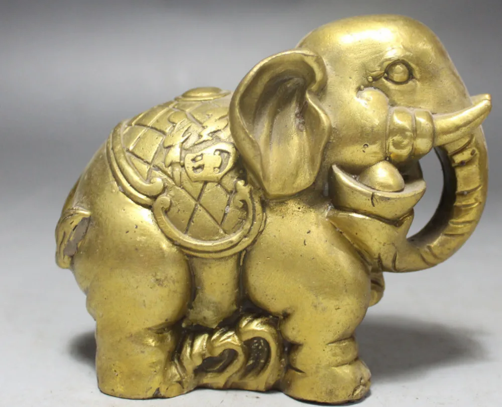 

671115857*++14CM Chinese Fengshui Brass Auspicious Lucky Animal Elephant heffalump Statue